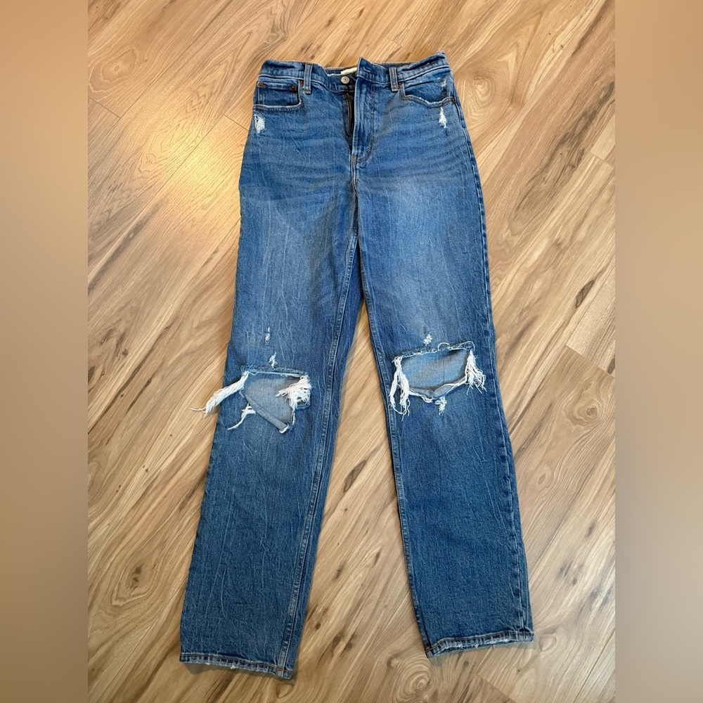 Abercrombie & Fitch Blue Distressed Boyfriend Jeans